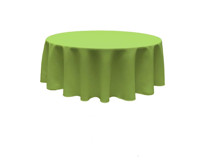 Lime Green - Solid Round Polyester Poplin Tablecloth Seamless.