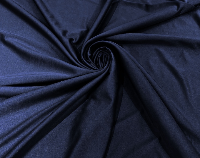 Navy Blue Shiny Milliskin Nylon Spandex Fabric 4 Way Stretch 58" Wide Sold by The Yard