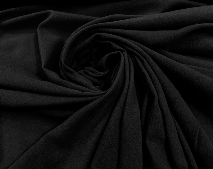 Black Muslin Crinkle Gauze Fabric, Cotton Gauze Swaddle Fabric, Fabric for Babies, Swaddle, dresses, Cheesecloth Fabric