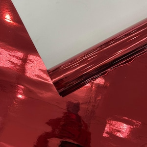 Burgundy Chrome Mirror Reflective Vinyl Fabric / Crafting Apparel Upholstery Vinyl Fabric 54&quot; Wide