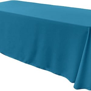 Teal Blue - Rectangular Polyester Poplin Tablecloth Floor Length / Party supply