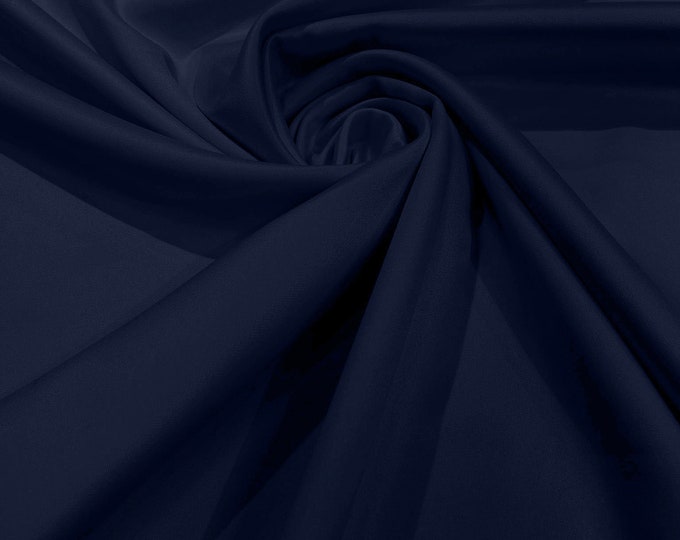 Navy Blue Matte Stretch Lamour Satin Fabric 58" Wide/Sold By The Yard. New Colors