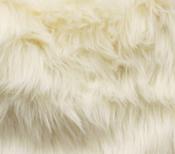 Shaggy Faux Fur Fabric by the Yard Ivory