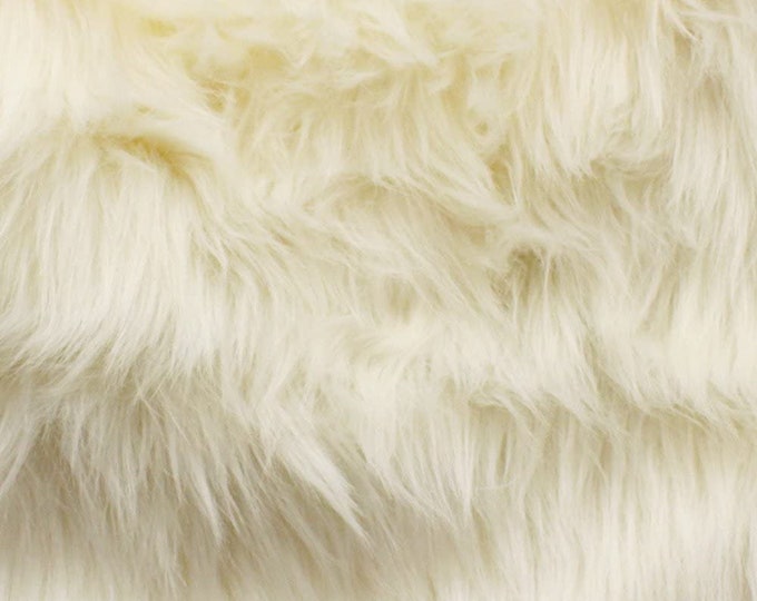 Shaggy Faux Fur Fabric by the Yard Ivory