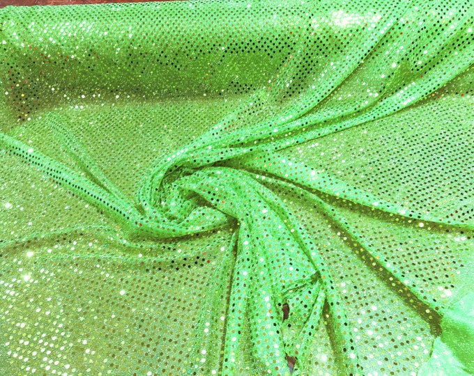 Neon Green 44/45" Wide Faux Sequin Light weight Knit Fabric Shiny Dot Confetti for Sewing Costumes Apparel Crafts Sold by The Yard.