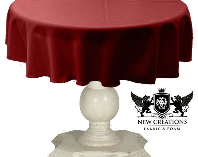 Dark Red Tablecloth Solid Dull Bridal Satin Overlay for Small Coffee Table Seamless.