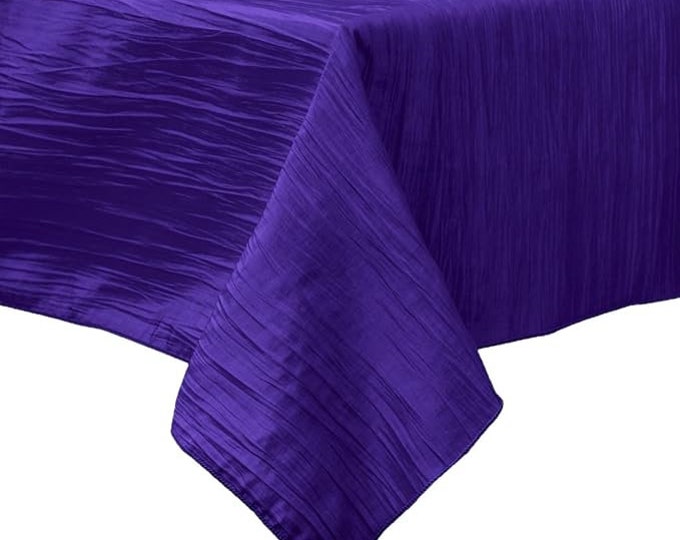 Purple Square Light Weight Accordion Design Crushed Taffeta Seamless Table Overlay