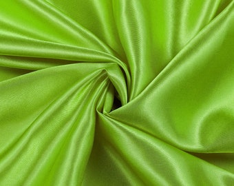 Lime Green Charmeuse Bridal Solid Satin Fabric for Wedding Dress Fashion Crafts Costumes Decorations Silky Satin 58” Wide Sold By The Yard