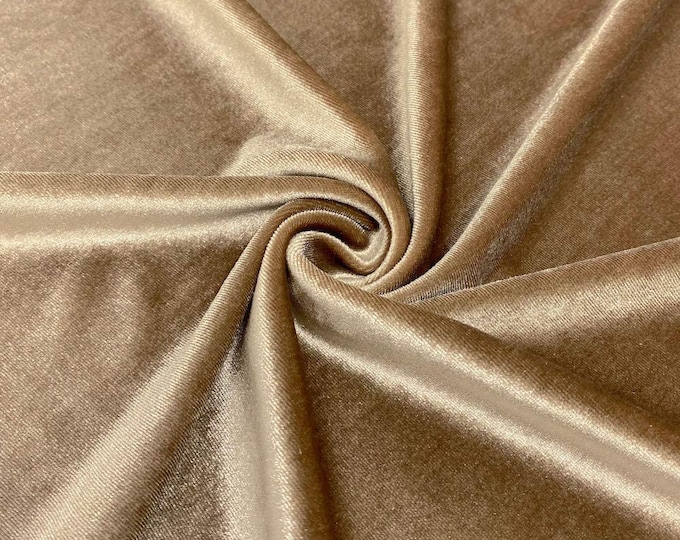 Champagne 60" Wide 90% Polyester 10 percent Spandex Stretch Velvet Fabric for Sewing Apparel Costumes Craft, Sold By The Yard.