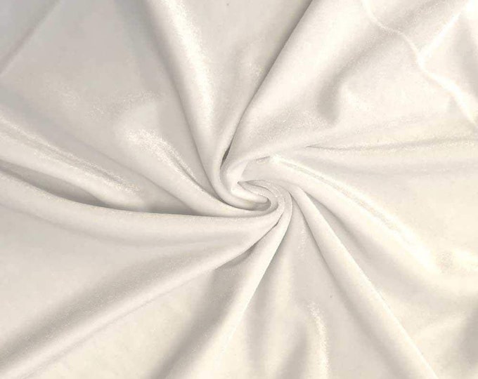 Ivory 60" Wide 90% Polyester 10 percent Spandex Stretch Velvet Fabric for Sewing Apparel Costumes Craft, Sold By The Yard.