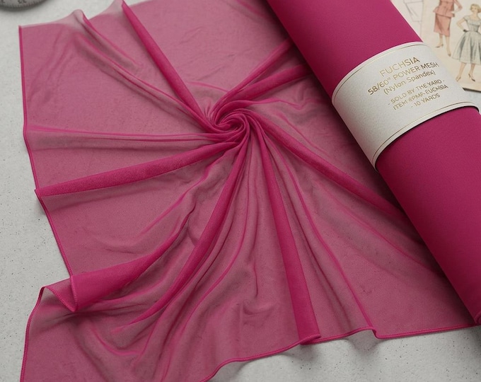 Fuchsia Power Mesh Fabric Stretch Nylon Spandex Sheer Mesh for Dress Sewing Prom Dress Dance Costume Lingerie Fabric by Yard