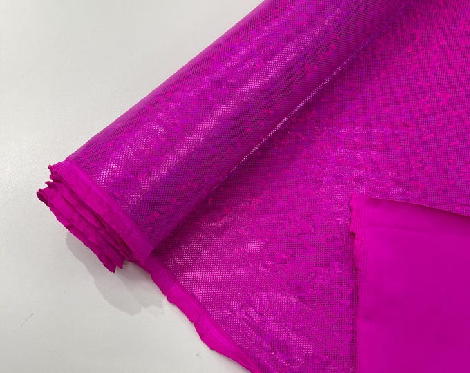 Fuchsia Shattered Glass Foil Hologram/58” Wide/4 Way Stretch Spandex Nylon Tricot by the yard.