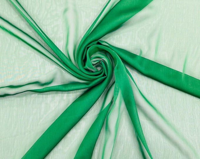 Chiffon Two Tone Sheer Fabric, by The Yard - Emerald Green