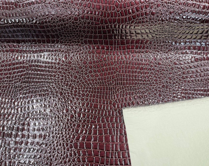 Dark Burgundy Crocodile Vinyl Embossed 3D Scales-Faux Leather-Sold By Yard