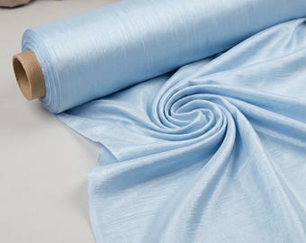 Light Blue Stretch Two Tone Taffeta Fabric By The Yard | Bridal Wedding Dress Material, Polyester Spandex Ball Gown Decor Cloth