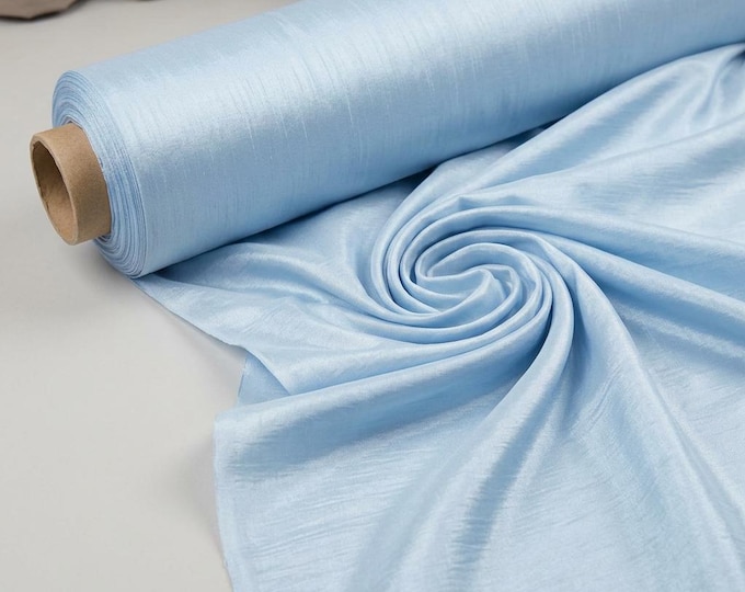 Light Blue Stretch Two Tone Taffeta Fabric By The Yard | Bridal Wedding Dress Material, Polyester Spandex Ball Gown Decor Cloth