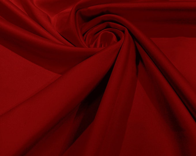 Apple Red Matte Stretch Lamour Satin Fabric 58" Wide/Sold By The Yard. New Colors