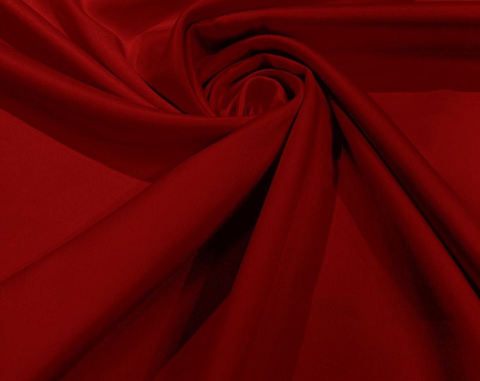 Apple Red Matte Stretch Lamour Satin Fabric 58" Wide/Sold By The Yard. New Colors