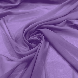 Lavender 58/60&quot; Wide 100% Polyester Soft Light Weight, Sheer, See Through Chiffon Fabric/ Bridal Apparel | Dresses | Costumes/ Backdrop