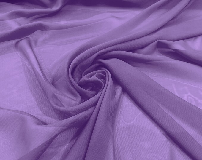 Lavender 58/60" Wide 100% Polyester Soft Light Weight, Sheer, See Through Chiffon Fabric/ Bridal Apparel | Dresses | Costumes/ Backdrop