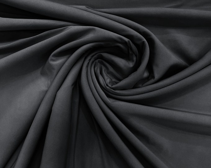 Charcoal 58" Wide ITY Fabric Polyester Knit Jersey 2 Way  Stretch Spandex Sold By The Yard.