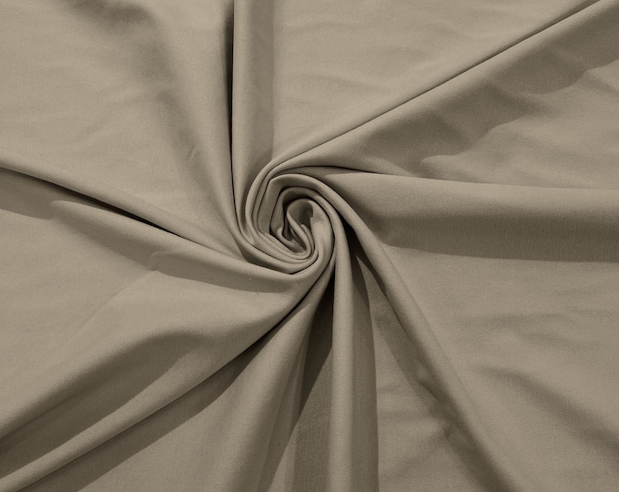 Oatmeal Stretch Ponte De Roma 320 GSM Knit Poly Rayon Fabric by the Yard.