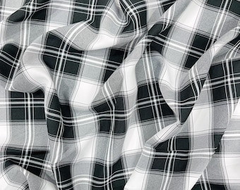 White & Black Plaid Polyester Poplin 58" Wide.