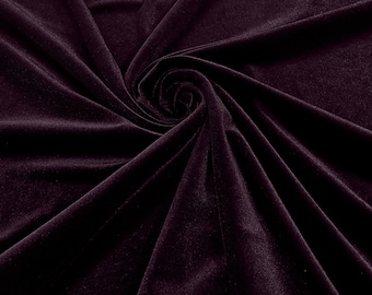 Raisin 60" Wide 90% Polyester 10 percent Spandex Stretch Velvet Fabric for Sewing Apparel Costumes Craft, Sold By The Yard.