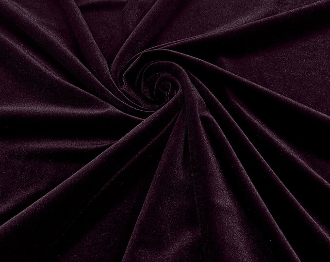 Raisin 60" Wide 90% Polyester 10 percent Spandex Stretch Velvet Fabric for Sewing Apparel Costumes Craft, Sold By The Yard.