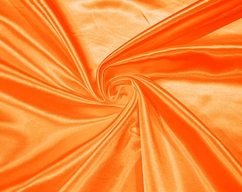 Neon Orange Bridal Satin Fabric, Shiny Charmeuse, 60" Wide, Sold by The Yard