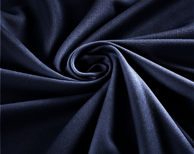 Navy Blue Stretch Crepe Scuba Techno Knit Polyester Spandex Fabric for Bows, Top Knots, Head Wraps, Clothes, Costumes, Crafts