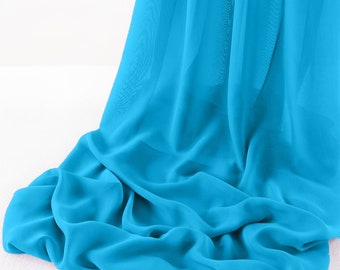 Turquoise 5 Yards Chelsea Wool Dobby Chiffon Fabric/58"Wide Sheer Fabric/Solid Color Draping Fabric for Wedding Party Easter Backdrop