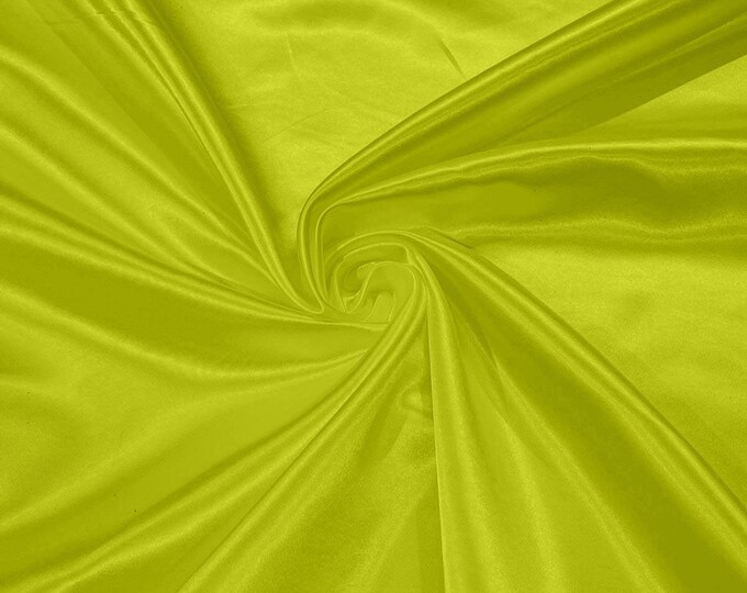 Lime Green Heavy Shiny Bridal Satin Fabric for Wedding Dress, 60" inches wide sold by The Yard. New Colors