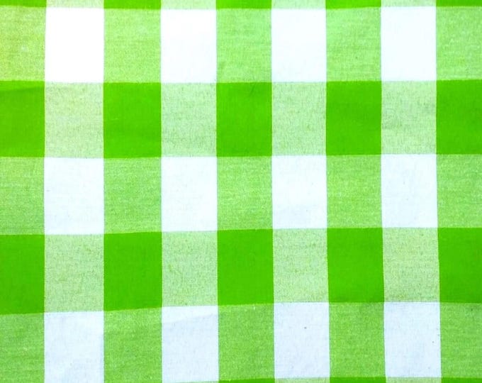 Apple Green Gingham 1 Inch Checkered Poly Cotton 58" Wide Fabric- Sold by the yard