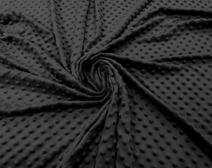 Charcoal Polka Dot Minky Fabric By The Yard | Super Soft Minkee Fabric | 58’’ Wide | 2 Way Stretch Polka Dot Minky Fabric.
