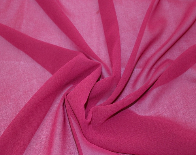 Fuchsia 58/60" Wide 100% Polyester Soft Light Weight, Sheer, See Through Chiffon Fabric Sold By The Yard.