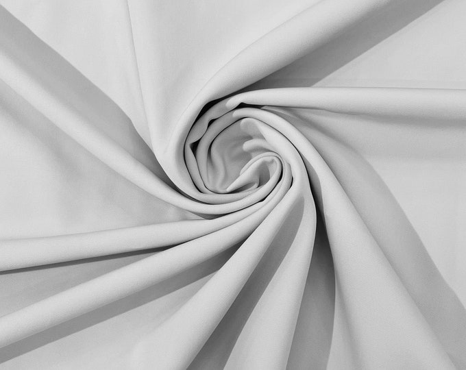 Off White Dull 4 Way Stretch Crepe Fabric/Medium Crepe-Bridal Fabric/Apparel Fabric/Polyester Crepe-Spandex/