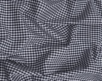 Black Gingham 1/8" Checkered Poly Cotton 58" Wide Fabric- Sold by the yard