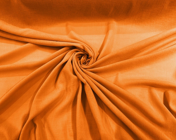 Orange Cotton Gauze Fabric 100% Cotton 48/50" inches Wide Crinkled Lightweight Sold by The Yard.