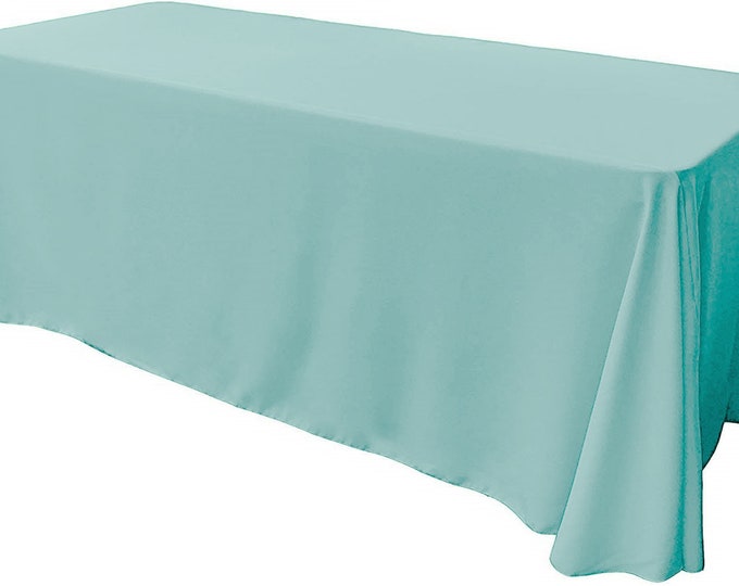 Aqua - Rectangular Polyester Poplin Tablecloth Floor Length / Party supply