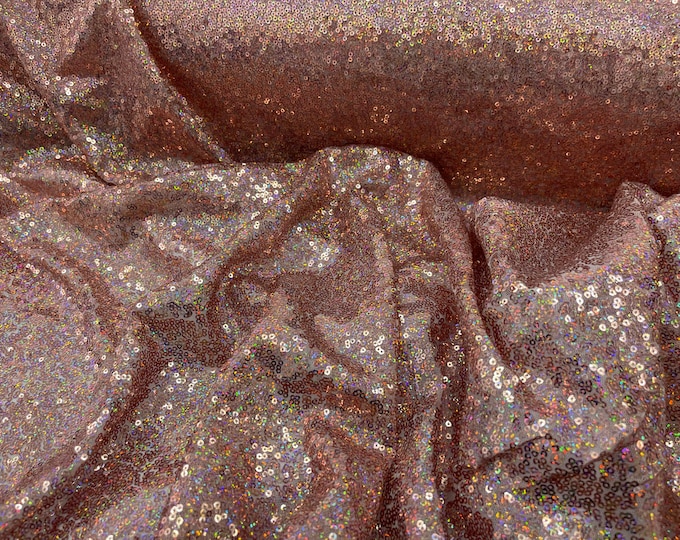 Blush Pink iridescent mermaid fish scales-mini glitz sequins embroider on a 2 way stretch mesh fabric-sold by the yard-