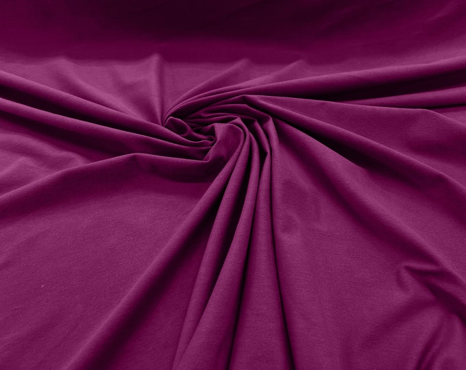 Dark Magenta 58/60" Wide  Cotton Jersey Spandex Knit Blend 95% Cotton 5 percent Spandex/Stretch Fabric/Costume