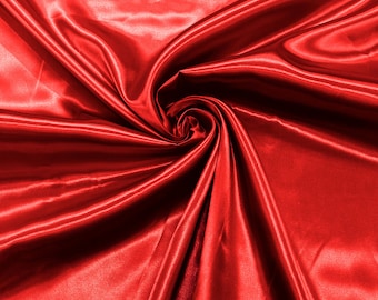 Red Shiny Charmeuse Satin Fabric for Wedding Dress/Crafts Costumes/58” Wide /Silky Satin