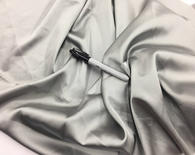 Gray 58 inch 2 way stretch charmeuse satin-super soft silky satin-bridal-wedding-prom-nightgown-sold by the yard.
