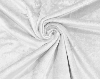 White Minky Smooth Soft Solid Plush Faux Fake Fur Fabric Polyester- Sold by the yard.