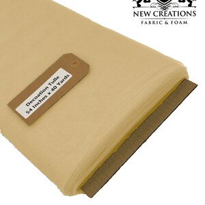 Beige 54&quot; Wide by 40 Yards Long (120 Feet) Polyester Tulle Fabric Bolt, for Wedding and Decoration.