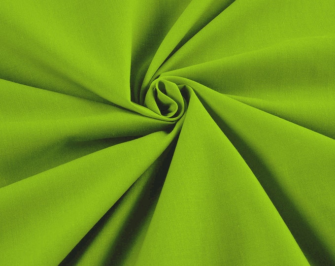 Lime - 58-59" Wide Premium Light Weight Poly Cotton Blend Broadcloth Fabric Sold By The Yard.