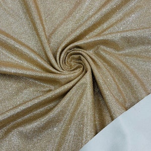 Champagne Stretch glitter shimmer 58” wide-Glimmer-Sparkling Fabric-Prom-Nightgown-Sold by the yard.