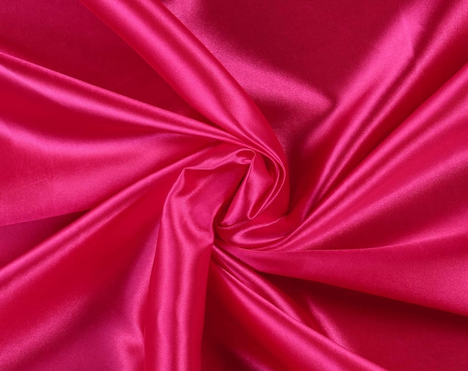 Fuchsia Charmeuse Bridal Solid Satin Fabric for Wedding Dress Fashion Crafts Costumes Decorations Silky Satin 58” Wide Sold By The Yard.
