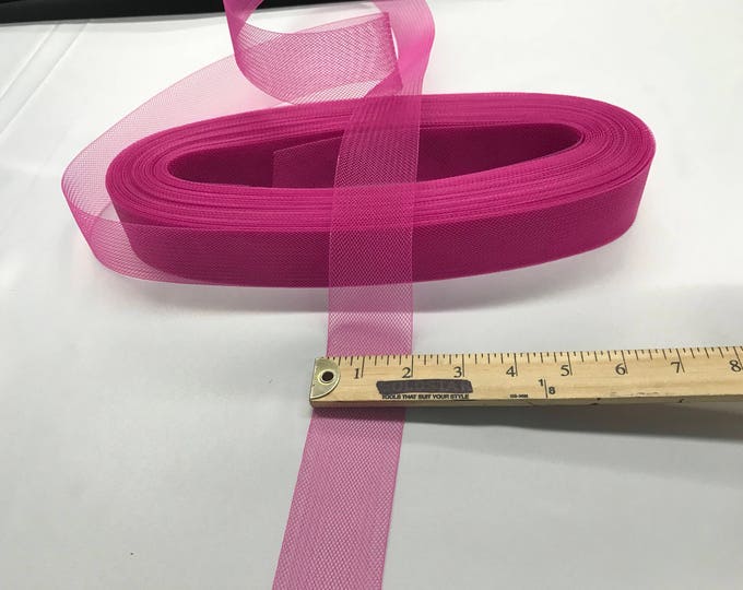 10 yards- 2 inch fuchsia stiff crinoline horsehair braid trim-wedding-bridal-decorations-crafts-fashion-apparel-sold by the yard.